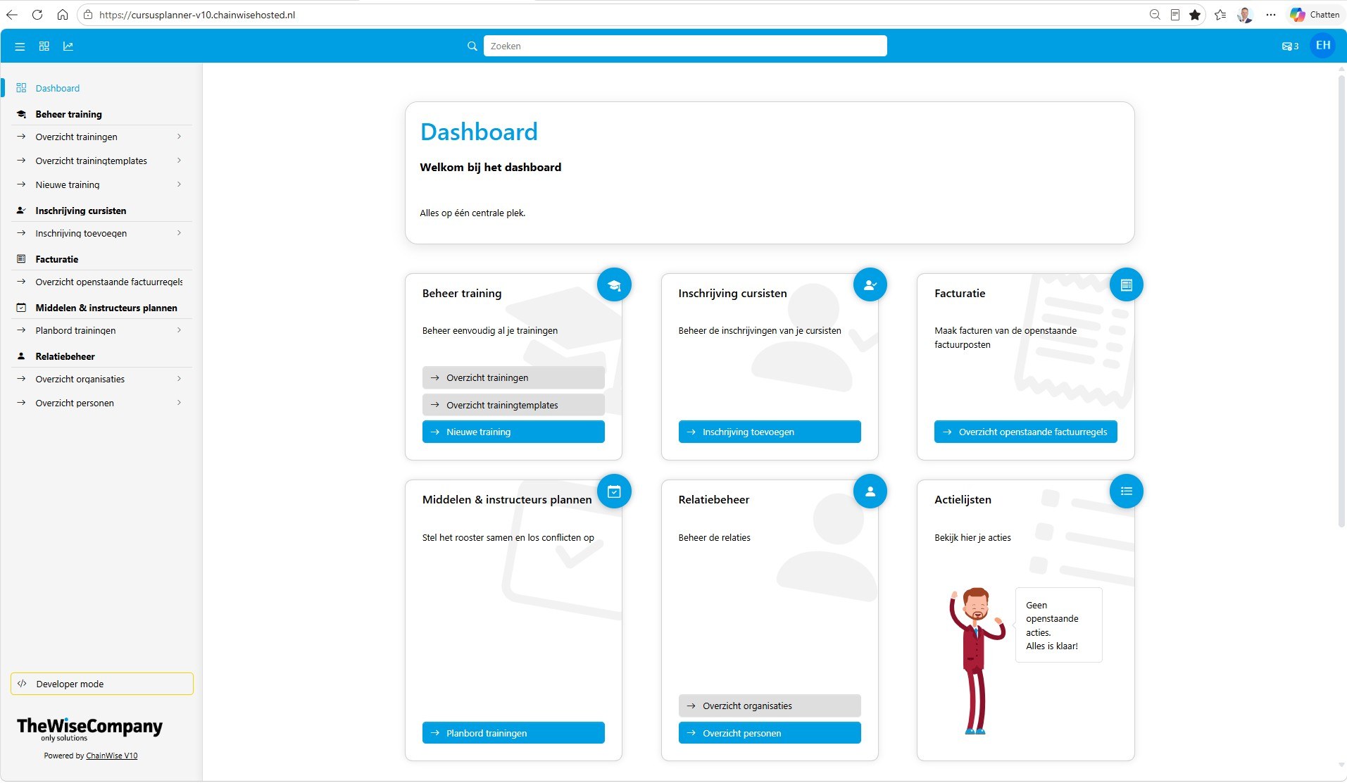 Het dashboard van ChainWise 10